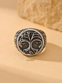 1 chiếc nhẫn nam bằng thép không gỉ kiểu punk thiết kế hình cây sự sống, trang sức thời trang thích hợp cho các bữa tiệc. - nhẫn - Xem 4