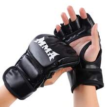 1 Pair Of Premium MMA Boxing Gloves For Adults - Half Finger, Durable PU Material, Adjustable Wrist And Secure Fit - Great For Training And Punching Bags - Perfect Christmas Gift, Available In White/Red/Black, Boxing Training Gear | Half Finger Gloves | PU Leather Gloves - trắng - Xem 3