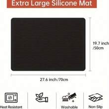 1pc Silicone Stove Cover Mat For Electric Stove, Gas Stove, Glass Stove, Washing Machine Stove - 27.9x19.7 Inch Large Oven Top Silicone Stove Protector, Extra Large Silicone Stove Protector - Heat Resistant, Non-Slip, Waterproof, Kitchen Utensil Divider, Easy Clean Dishwashing And Drying Mat, Kitchen Drain Mat, Multi-Purpose Insulation Protector