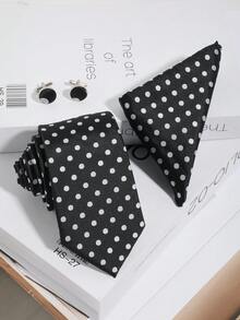 1 件/2 件/3 件男士时尚百搭波尔卡圆点图案领带（领带和口袋巾/领带和袖扣/口袋巾和袖扣套装），适合商务、宴会、派对搭配 - 彩色 - 查看 11
