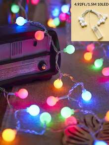 1条 1.5/3/6米 经典家居装饰小白球串灯，室内装饰LED球形串灯，室内房间/卧室墙壁装饰灯，户外露营帐篷装饰灯，户外花园装饰灯 - 小白球 - 查看 15