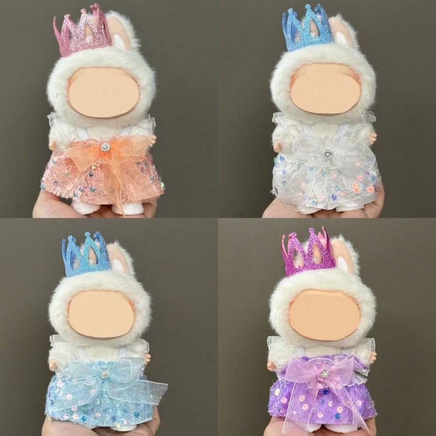 17cm Doll Clothes Outfit Set, Including Crown And Dress, For Labubu