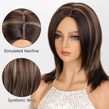 Women's Golden Brown Wig 16 In Layered Wig Synthetic Hair For Everyday - Piano Color - View 8