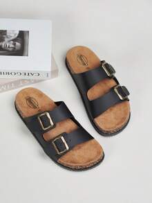 DISARCON Men's Summer New Sandals, Outdoor Street, Matching, Fashion, Casual, Beach, Flat/Mid-Heel/Arch Support/Comfortable Flat Couples Shoes, Breathable High-End/High-Quality/Outdoor Women's Sandals, Adjustable Upper In White/Black/Double Buckle/Metal Buckle/Retro/Classic Indoor Slippers