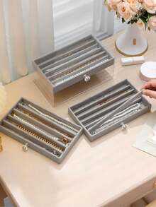 1 pezzo Scatola portaoggetti per collane in acrilico a 3 strati, stile cassetto, scatola portaoggetti gioielli per uso domestico, scatola portaoggetti gioielli impilabile, scatola portaoggetti gioielli multifunzione, scatola espositiva, adatta per negozio di gioielli e uso quotidiano, grande capacità per contenere orecchini, anelli, collane, bracciali, pendenti, regali per compleanni e anniversari, organizer per lo stoccaggio, elementi essenziali da viaggio, articoli per il dormitorio scolastico