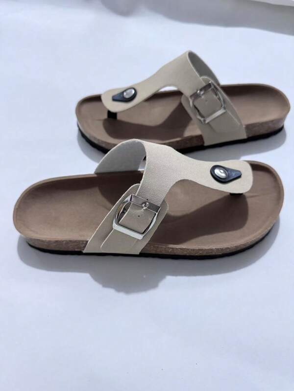 Sandalias planas de madera suave con hebilla, estilo de vacaciones, chanclas de playa de verano, sandalias casuales unisex para exteriores
