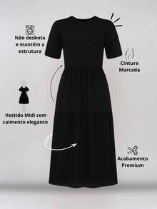 Milimetrica Comfortable Mesh Midi Dress Luxury Modest Fashion Evangelical - màu đen - Xem 9