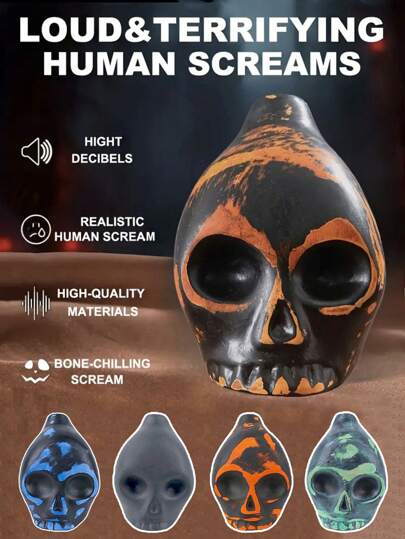 Apito da Morte - Grito Realista de 125+DB Aterrorizante, Design de Caveira Realista com Caixa Portátil, Presente de Halloween e Dia dos Mortos (Laranja/Verde/Azul), Presente Cultural de Alta Qualidade em Cerâmica, Apito de Grito de Terror com Som Aterrorizante, Apito da Morte Ao Ar Livre Pode Emitir Sons Demoníacos de Filmes, Apito Assombrado, Brinquedo de Pegadinha para Assustar Amigos à Noite, Brinquedo de Alívio de Estresse, Feito de Cerâmica, Pode Ser Perfurado e Pendurado
