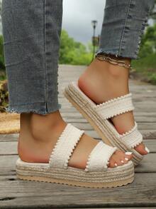 New Style Platform Thick Bottom Women's Fashion Sandals, Comfortable Casual Shoes - Beige - View 5