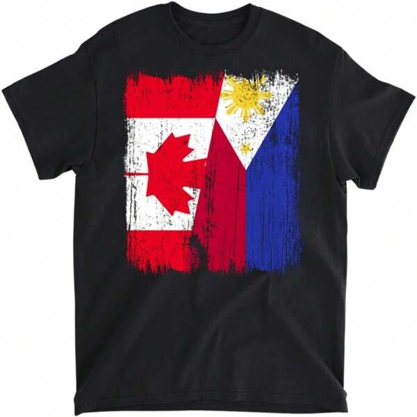 Canada Philippines Half Flag Canadian Filipino Jersey Pullover Hoodie T-Shirt, Tank Top, Long Sleeve, Sweatshirt, Hoodie Women Wowomen Kids Made In Canada Black