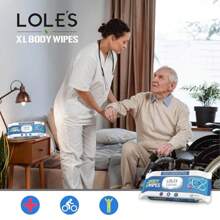 LOLE'S Body Wipes XL Shower And Bath Wipes 96 Count 2x48 Paraben Free Alcohol Free Rinse Free No Water Disposable Cleansing Washcloths Bath Sponges Bedridden Elderly Disabled Camping