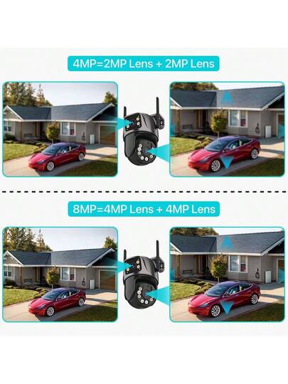 8MP Dual Lens Ultra HD PTZ Camera, 360° Rotation, AI Human Detection, Full Night Vision, Siren Alarm, Two Way Audio, WiFi/Mobile Remote, IP66 Waterproof, Outdoor, Home Business view 5