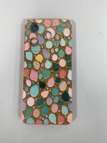 1 件金边色块 UV 印花防摔手机壳，适用于 Apple、/Galaxy、Infinix、Redmi、OPPO、VIVO、Realme