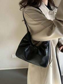 Elegant Fashion Shoulder Bag, New Spring/Autumn Solid Color Pleated Fresh Handbag With Underarm Feel - 白色 - 查看 11