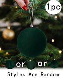 1个/12个装天鹅绒圣诞装饰球，植绒圣诞树球挂饰，防碎圣诞灯泡装饰套装，塑料天鹅绒装饰球，适用于节日婚礼派对家居装饰、圣诞装饰、房间装饰、冬季圣诞装饰、家居圣诞礼物、圣诞装饰 - 彩色 - 查看 11