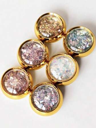 6 Piezas de Lentejuelas Gruesas Holográficas, Escamas de Brillo Iridiscente, Brillo Artesanal de Navidad DIY, Serie Super Brillante de Suministros para Uñas, Encantos para Uñas, Gemas para Uñas