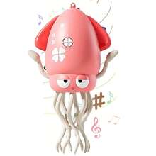 跳舞章鱼玩具，电动爬行章鱼玩具，带自动避障功能，配备LED灯和音乐，疯狂的8条腿电动躺卧跳舞章鱼玩具，适合室内玩耍和感官发育