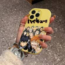 Light Pink Silicone Phone Case With Haikyuu Anime Character Group Illustration (Vibrant Manga - Style Graphics,Animated Character Design) - Stylish, Shockproof, Thick Protective Cover For IPhone 16/16 Pro/16 Plus/16 Pro Max/15 Pro Max/13/14/12