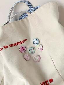 6 件迷你复古风格胸针徽章套装，适用于日记装饰办公室配件衬衫夹克珠宝万圣节衣服别针趣味可爱教师礼物 - 彩色 - 查看 5