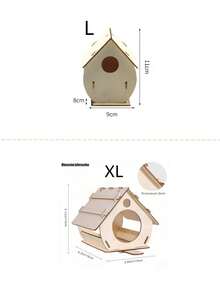 1 件悬挂式木制喂鸟器，DIY 组装户外花园装饰喂鸟器，鸟屋，鸟巢，鸟笼，鹦鹉屋，手工绘画鸟巢鸟笼 - 白色 - 查看 4