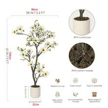 Artificial Magnolia Plant, Artificial Flower Trees, 120 Cm/150 Cm/180 Cm, Artificial Plants, Artificial Flower Plant For Yard, Patio, Home Office, Arrangement Decor - 白色 - 查看 4