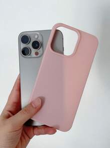 1 件超薄 TPU 软壳，带穿孔纯色皮革纹理，适用于 15/16 Pro Max 智能手机保护套，轻薄设计防水防震防摔防刮 - 粉色 - 查看 6