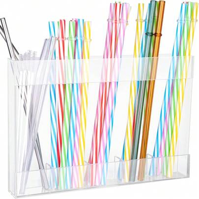 Ultra Sticky Acrylic Straw Holder For Cupboard Door Mounted Reusable Tumbler Organizer Storage Small Storage Holders Racks