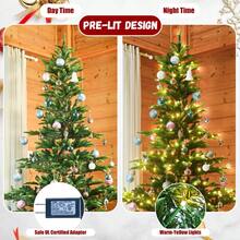Artificial Warm White LED Christmas Tree, Including Four Size Options (4ft/5ft/6ft/7ft/), Made Of PE/PVE Mixed Material, Simulated Leaves, Equipped With A Sturdy Metal Frame, Suitable For Supermarkets, Cafes, Home Living Room Lights Christmas Holiday Decoration