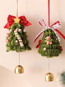 Handmade Cute Christmas Tree Hanging Ornament, Car Decor, Christmas Decoration, Christmas Tree Ornament, Holiday Scene Decor (Decoration Pattern Placement Is Random)