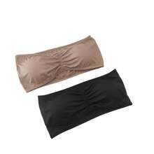 Kit 2 Top Bandeau Strapless Bra Bustier With Removable Padded Cup Comfortable Wire Free - 彩色 - 查看 1