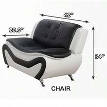 Leather Living Room Furniture Sets, Sectional Sofa Sets Modern Faux Leather Couch For Living Room Furniture Living Room Living Room Set Sectional Couch,Black & White-1pc Chair - Black & White-1pc chair - 查看 7