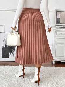 Pleated Skirts For Women Bottoms Fall Clothes Business Casua Leather Pink Long Skirt
