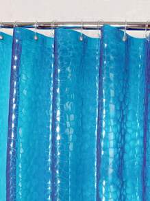 1pc Water Cube 3D Waterproof Mildew-Proof Bathroom Shower Curtain, With Steel Hooks On Top And Magnets On Bottom, Liner Included, Blue Translucent Ice Pattern Back To School Bathroom Decor - Blue - View 8