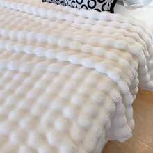 1pc Thick Plush Geometric Pattern Multifunctional Blanket - Soft Beige, Suitable For All Seasons, For Sofa, Bed, Car And Travel - Machine Washable Comfortable Quilt, Guestroom Accessory | Embossed Technology | Soft Texture, Autumn Decor, Room Decor - White - View 9