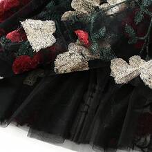 Women's A-Line Fairy Patterned Elastic Waist Ruffle Tulle Layered Midi Skirt - Hoa thêu - Xem 4