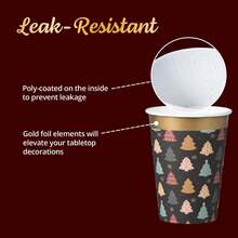 20/50 包一次性纸咖啡杯、圣诞派对用品、零食杯、9 盎司茶杯和水杯（适用于餐厅和派对）、圣诞树 - 彩色 - 查看 6