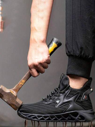 男士钢头工作安全鞋防滑工作靴轻质 EVA 鞋底透气工业建筑工作运动鞋园艺、仓库、日常维修工作训练员安全训练员工作运动鞋户外工作、徒步旅行、徒步鞋、防刺穿和防砸、建筑工作和日常穿着钢头靴