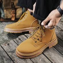 男士户外徒步高帮靴，复古款 - 卡其色 - 查看 4