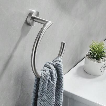 Stainless Steel Hand Towel Ring Semi-Circular Shape Shower Hanger Wall Mounted Bath Towel Holder For Bathroom Sleek Matte Black