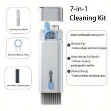 七合一便携式清洁笔工具，耳机清洁刷 - 白色 - 查看 8