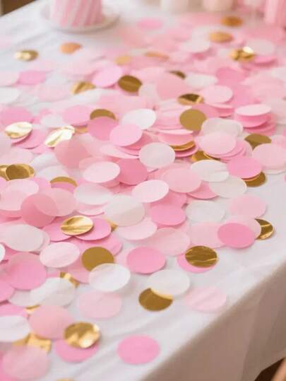 1000/2000 piezas Confeti de tul redondo multicolor, set de fiesta de lujoso brillo rosa suave y dorado, confeti especial para eventos románticos, perfecto para bodas, Halloween, Navidad, Año Nuevo, Nochebuena, Acción de Gracias, fiestas al aire libre, propuestas, decoraciones para despedida de soltera