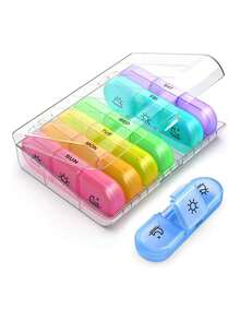 1 Set Of 7-Day Portable Pill Storage Box (7 Dispensing Boxes+1 Storage Box),Medicine Box,Pill Holder, Pill Container, Candy Box Pill Organizer, Pill Box, Pill Case, Multi-Color Travel Medicine Storage Container With Compartments, Used For Organizing Morning/Afternoon/Evening Medicines, 21 Grid Black Medicine Box Classification Box, Portable Medicine Box Plastic Sorting Box - Multicolor - View 18