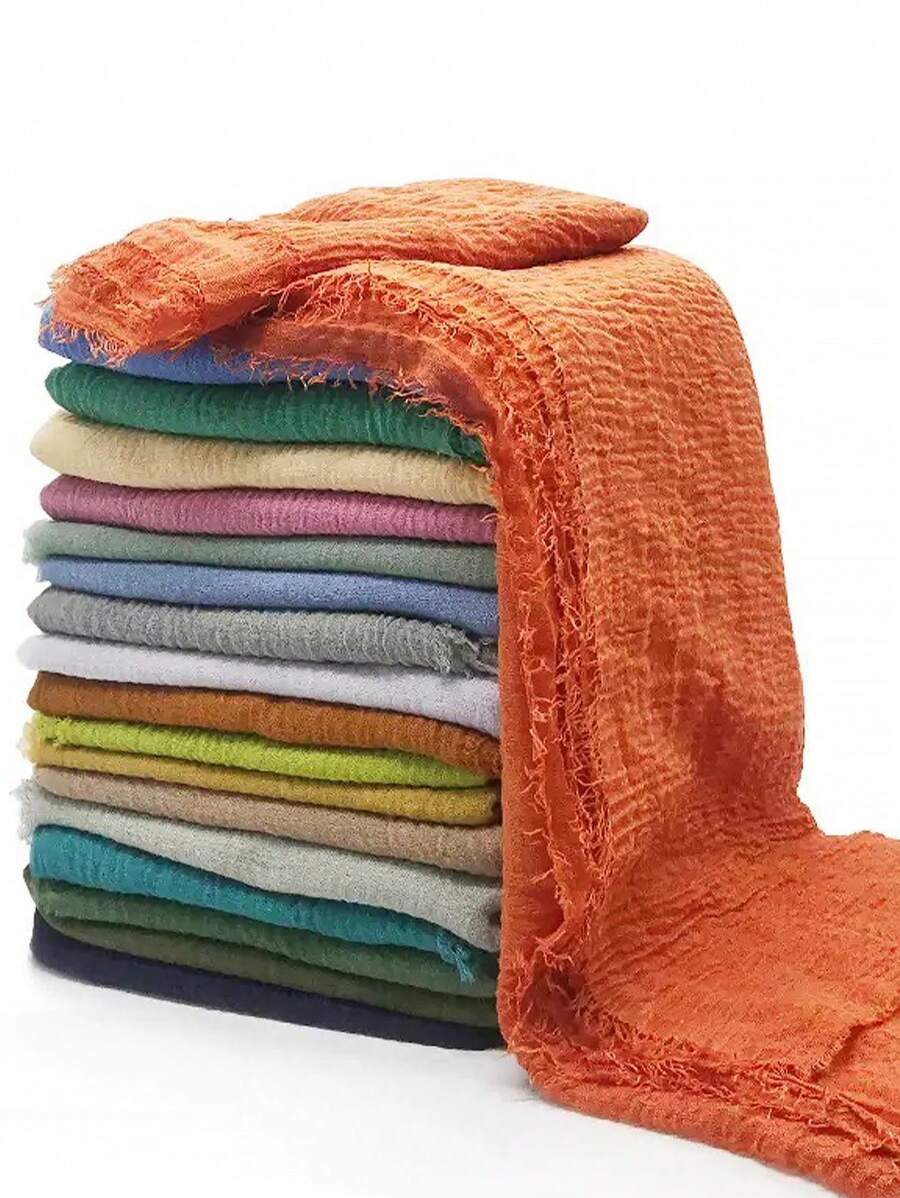 1pc Women Thin Solid Color Velvet Scarf, Breathable & Warm Head Wrap, Shawl, Spring/Summer For Dress