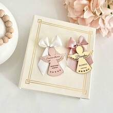 Customized Acrylic Mirror Baptism Angel Label, Personalized Gift Label, Baby Shower Name Tag, Baptism Name Tag, Return Gift Name Tag - Multicolor - View 2