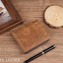 Vintage Multifunctional Bifold Wallet For Men PU Leather Multi-Card Zipper Wallet, ID Credit Card Wallet With ID Window, Minimalist Front Pocket Design, High-Capacity Money Clip, Perfect Gift For Men