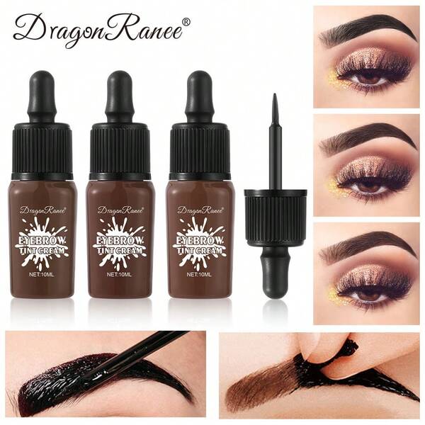 3 colores de gel de cejas impermeable, a prueba de sudor y de secado rápido, tinte natural de larga duración para maquillaje de cejas, negro/marrón/café, ideal para principiantes