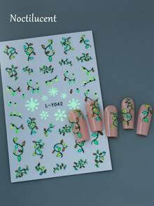 2 pezzi Adesivi per unghie natalizi con lanterne luminose a forma di fiocco di neve, lampadine colorate che brillano al buio, per celebrazioni e feste di Capodanno, accessori per unghie fosforescenti