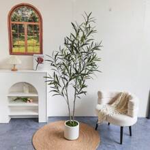 1 件 120-180 厘米新款人造橄榄树树枝假植物现代塑料叶子装饰品室内外逼真仿真植物适用于家庭办公室花园房间装饰 - 彩色 - 查看 10