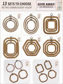 مجموعة 3 قطع/4 قطع من حلقات التطريز الخشبية البنية الرجعية المزيفة DIY، إطارات غرزة الصليب، إطارات إبرة الثقب، مصنوعة من ABS وPVC متينة، مع خطافات معدنية نحاسية للتعليق، مناسبة لديكور عيد الميلاد والهالوين، الأكياس والملابس والهواتف والمفاتيح والإكسسوارات الشعرية والمكتب والسرير والسيارة، تشمل 16 إبرة تطريز