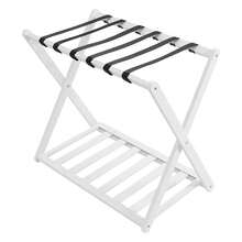 Foldable Luggage Rack, 2-Piece Bamboo Luggage Rack, Capable Of Carrying 35-40kg, Suitable For Short-Term Rental, 25.2 * 15.35 * 22.83 Inches - 白色 - 查看 10